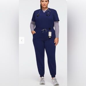 Jaanuu Scrubs Jogger Pants & Top Navy Blue Size M